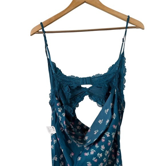 NWT FREE PEOPLE Gossamer Glow Floral Satin Lace Slip Midi Dress - Picture 8 of 10